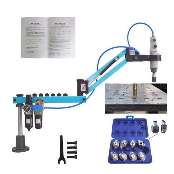 M3-M16 Vertical Pneumatic Tapping Machine 360 Universal Rotation Air Tapper with 8PCS Chucks