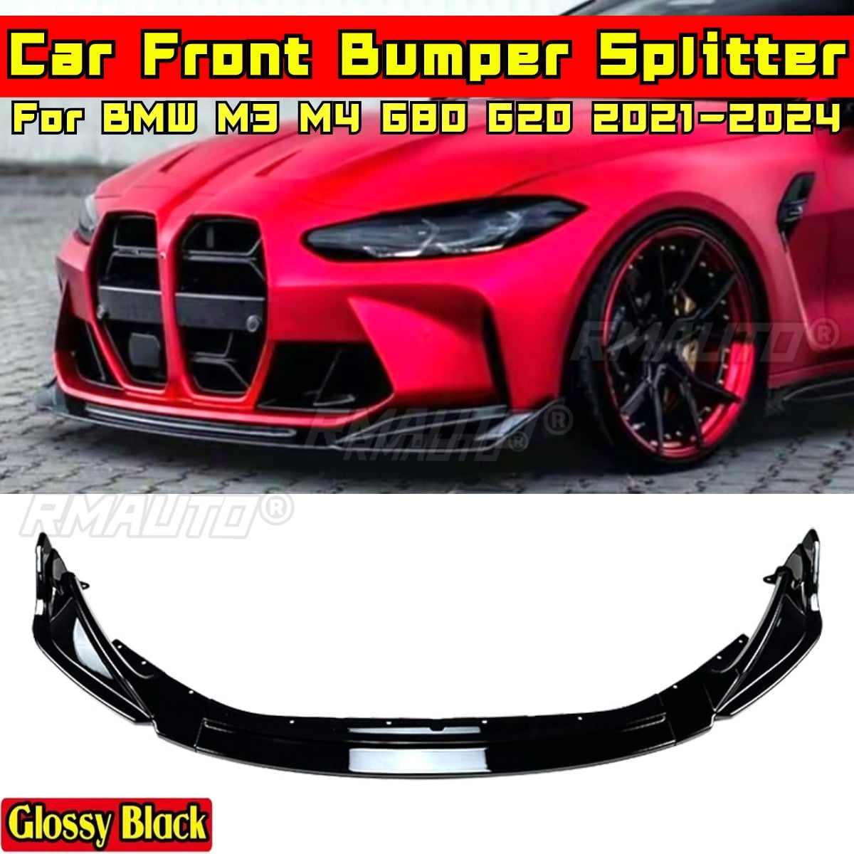 M3 M4 G80 G82 Bumper Splitter Glossy Black Sport Style Front Bumper Lip ...