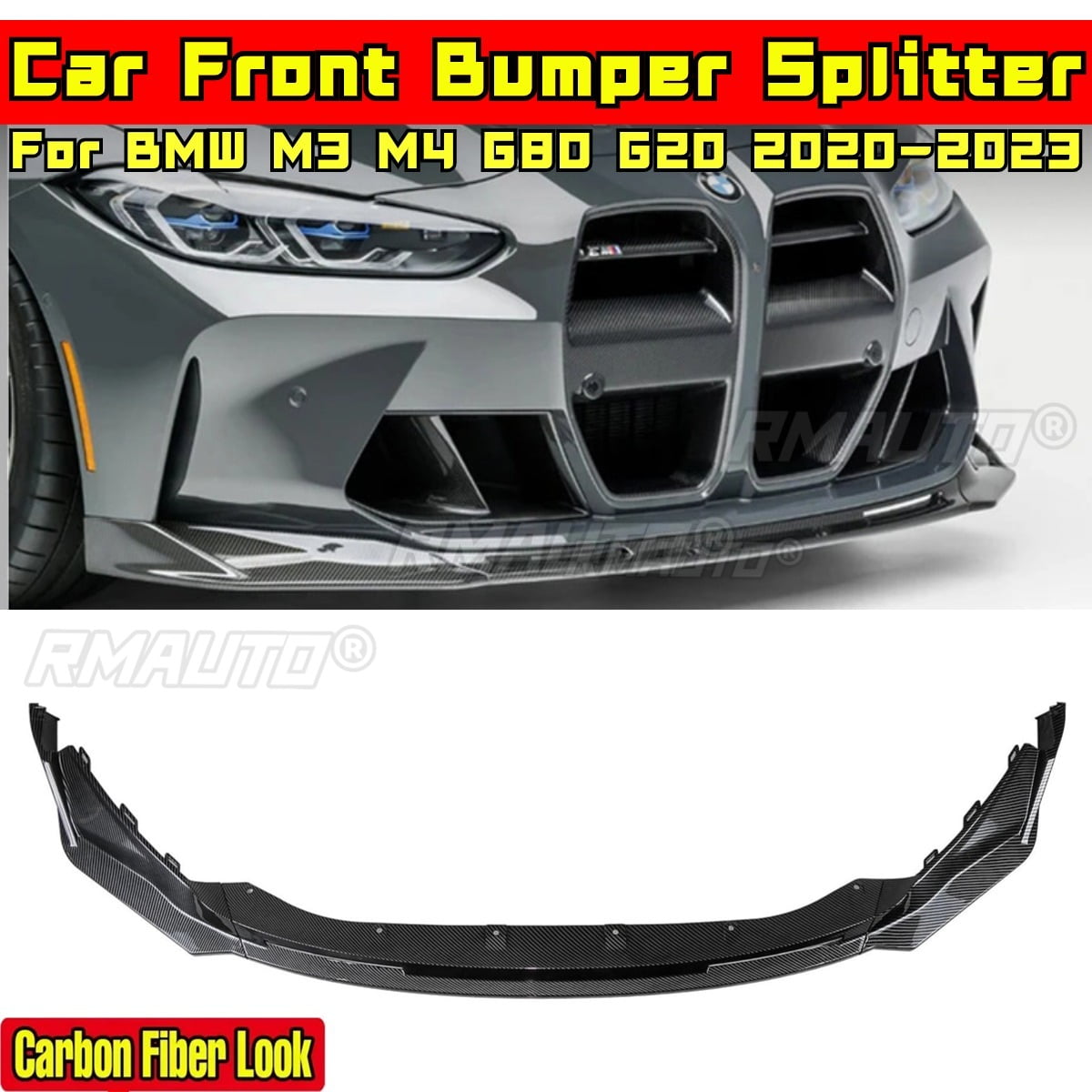 M3 M4 G80 G82 Bumper Spoiler Glossy Black Sport Style Front Bumper Lip ...