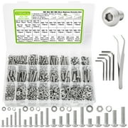 M3/M4/M5/M6 Nuts and Bolts Assortment Kit, 1160Pcs Hex Button Head Cap Metric Machine Screws with Lock Washers 8MM to 25MM