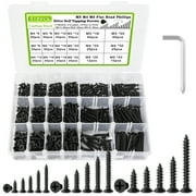 M3/M4/M5 Self Tapping Screws, 512Pcs Phillips Flat Head Wood Screws Assortment Kit for Wood, Wall, Plastic 6mm-40mm Black