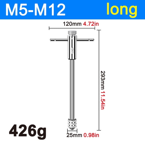 M3-M8 Adjustable Ratchet Hand Tap Wrench M5-M12 Extended Tapping Forward and Reverse Tapping Tool Accessories