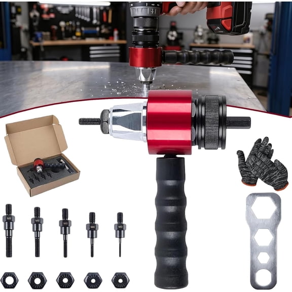M3-M8 Electric Rivet Gun Adapter Kit, Nut Tool for Cordless Drill, Quick Change Blind Riveter Insert, Riveting Gun for Automotive, DIY, Metalworking, Furniture, Instrument Elevator