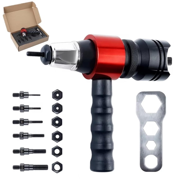 M3-M8 Electric Rivet Gun Adapter Kit, Rivet Nut Tool Attachment for Cordless Drill with Quick-Change Mandrels