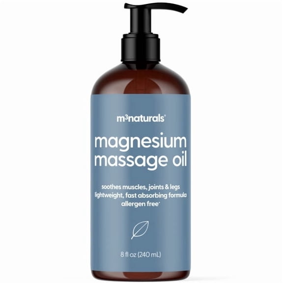 M3 Magnesium Massage Oil for Sore Muscles, Feet, Joints and Leg Cramps, Helps with Sleeping and Post-Workout Recovery, for Sensitive Skin, 8 fl oz
