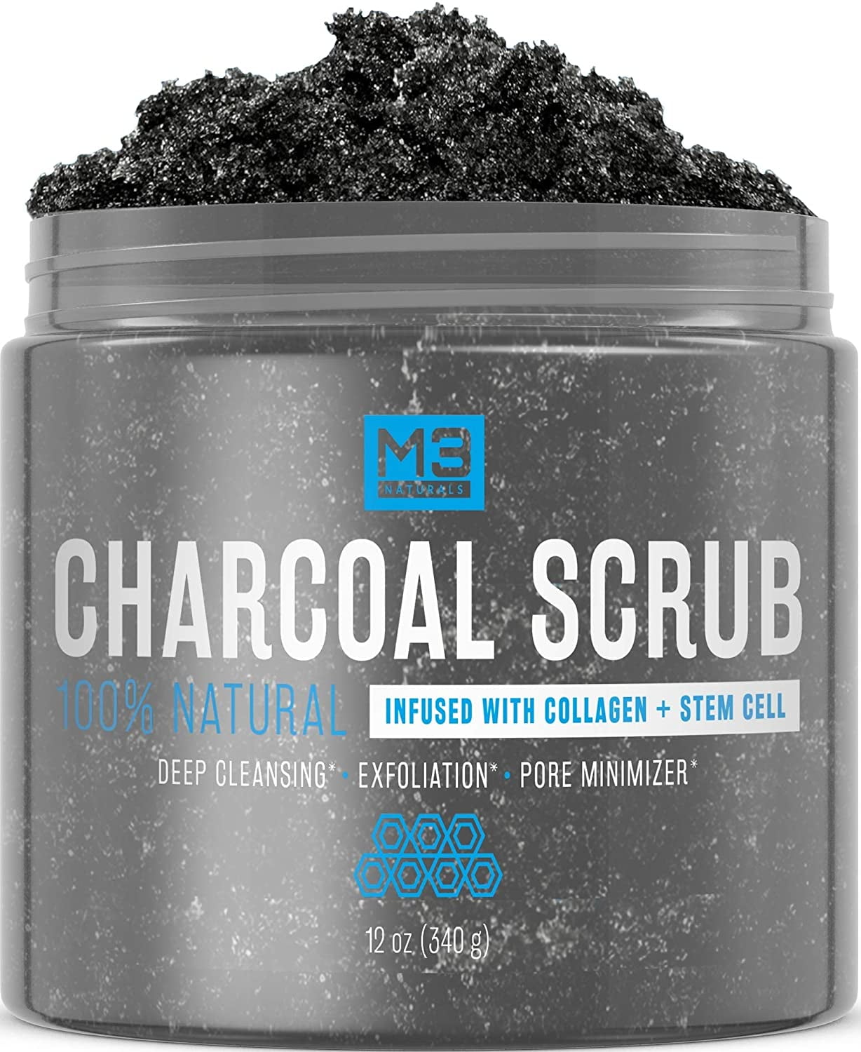 M3 Naturals Activated Charcoal Scrub Infused with Collagen & Stem Cell