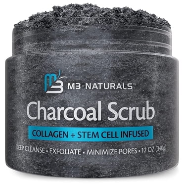 M3 Charcoal Exfoliating Body Scrub with Collagen and Stem Cell, 12 oz
