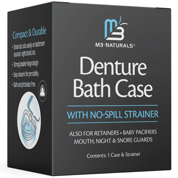 M3 Denture Bath Case and Retainer Case | FSA HSA Approved Denture | Spill-Free Portable Retainer Cleaner Case