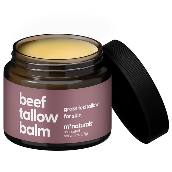 M3 Naturals Moisturizing Grass Fed Beef Tallow Honey Balm for Face and Body, Unscented, 2 oz