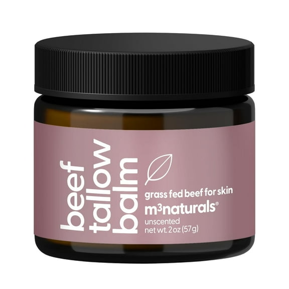M3 Naturals Moisturizing Grass Fed Beef Tallow Honey Balm for Face and Body, Unscented, 2 oz