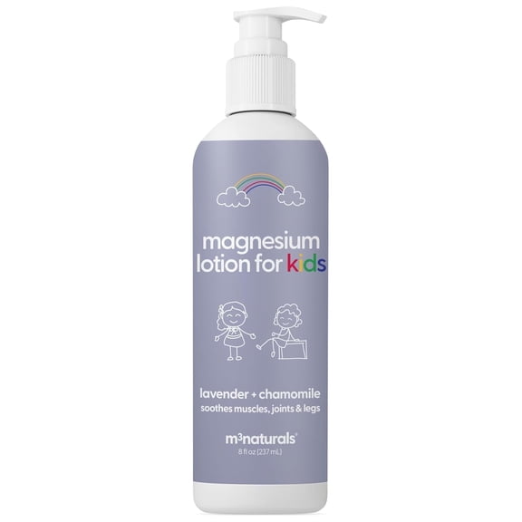 M3 Naturals Magnesium Lotion for Kids with Chamomile, Lavender, and Shea Butter, 8 fl oz