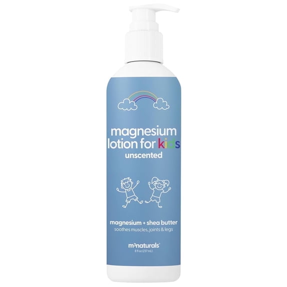M3 Naturals Magnesium Lotion for Kids with Shea Butter, Collagen and Coconut Oil, Unscented, 8 fl oz