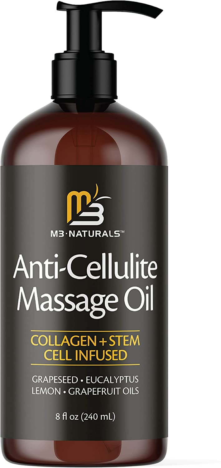 Firming Body Massage Oil with Collagen & Stem Cell - Helps Smooth the Appearance of Cellulite & Improve Skin Texture - Refreshing Aromatherapy Body Oil for Legs & Full Body - 8 Fl Oz by M3