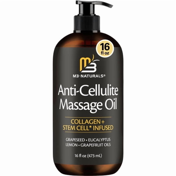 M3 Cellulite Body Massage Oil with Collagen and Stem Cell, Unscented, 16 fl oz