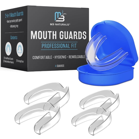 M3 Mouth Night Guard for Teeth Grinding and Clenching, for Kids and Adults, 4-Pack