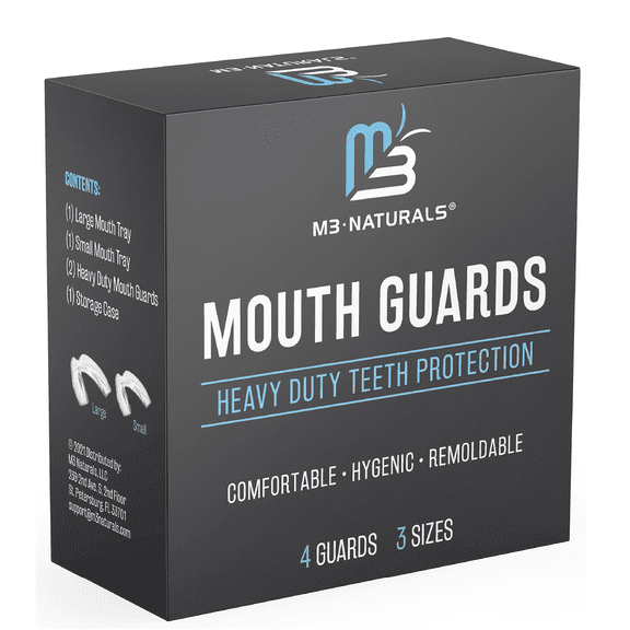 M3 Mouth Night Guard for Teeth Grinding and Clenching, for Kids and Adults, 4-Pack