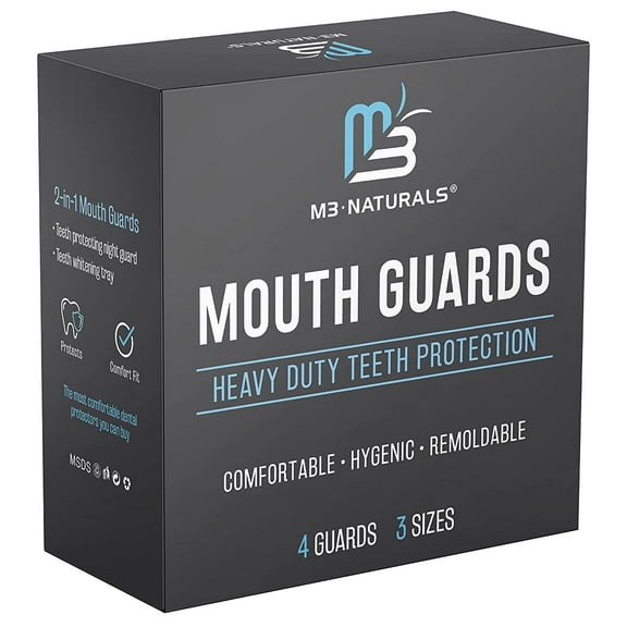 M3 Naturals Mouth Night Guard for Teeth Grinding and Clenching, for Kids and Adults, 4-Pack