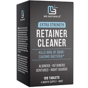 M3 Naturals Retainer Cleaner, Denture Cleaning Tablets for Odors, Stains, and Plaque, 120 Count