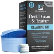 M3 Retainer Cleaner and Soak Container, No-Mess Cleaning Tablets with Universal Denture Bath Case and Strainer, Multipurpose, for Mouth Guard Stains, Odor, and Plaque 92 Tablets + 1 Bath