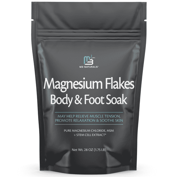 M3 Soothing Magnesium Flakes for Body & Foot, Bath Salts for Calm & Muscle Comfort, Stem Cell Extract for Skin Renewal & Hydration, 28 OZ (1.75 LB)