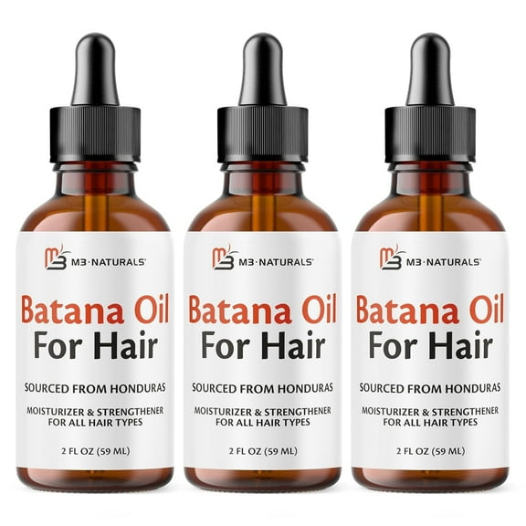 M3 Naturals Batana Oil for Hair Growth and Skin, Pure Cold-Pressed Batana Oil, 2 fl oz (3 Pack)