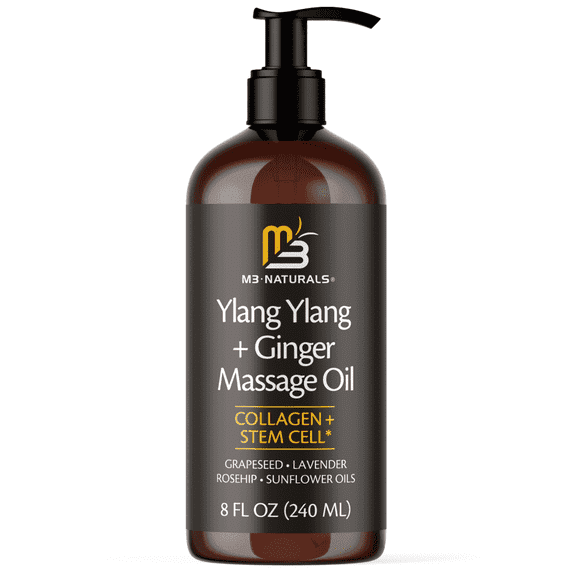 M3 Ylang Ylang and Ginger Massage Oil with Collagen and Stem Cell, 8 fl oz
