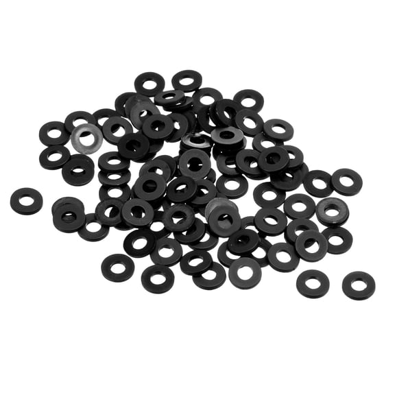 M3 Nylon Flat Washer, 100 Pack 3mm ID 7mm OD Sealing Spacer Gasket Ring for Faucet Pipe Fastener Bolt, Black