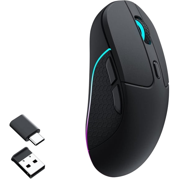 M3  , PAW3395 Sensor with Programmable Macro Button 26,000 DPI Supports 2.4 GHz/ 5.1, 79g Ultra-Light  Design Up to 70 Hours Using for PC  Laptop - Black