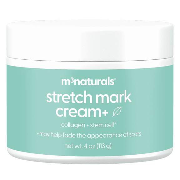 M3 Stretch Mark Cream Infused with Collagen & Stem Cell Maternity Skincare Stretch Mark Prevention & Scar Remover Lotion Green Tea Extract & Raspberry Ketones, 4oz
