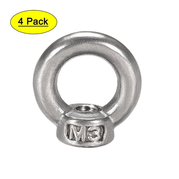 M3 Thread Dia 304 Stainless Steel Ring Shape Lifting Eye Nut 4Pcs