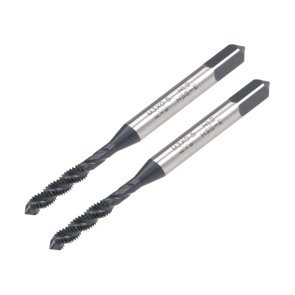 M3 x 0.5 Spiral Flute Thread Tap, Metric Machine Threading Tap HSS Nitriding Coated, Round Shank with Square End, 2pcs
