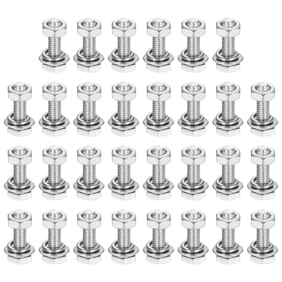 M3 x 10mm 304 Stainless Steel Hex Head Screws Bolts, Nuts, Flat & Lock Washers Assortment Kit, 50 Sets