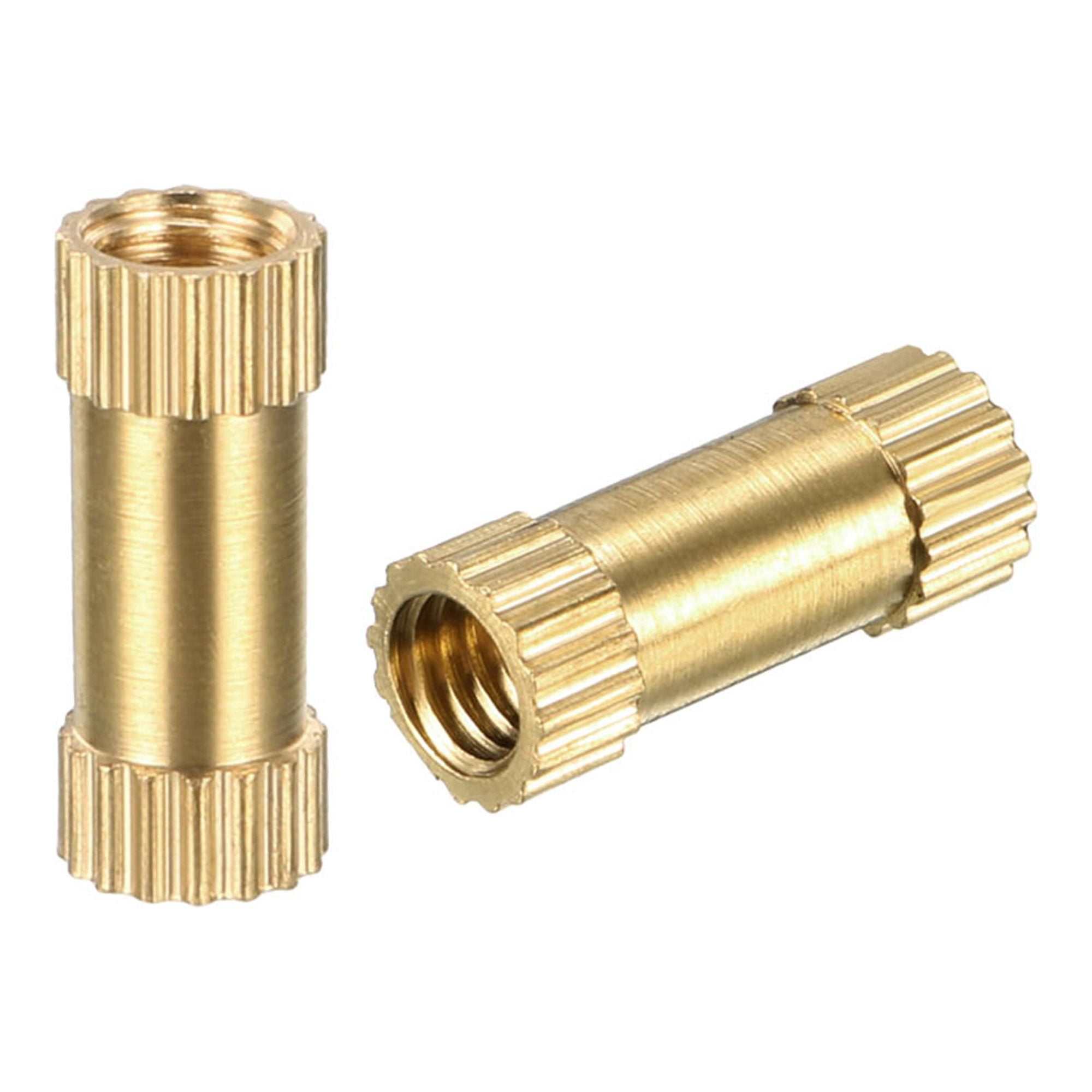 Embedded Threaded Nut M3 x 10mm(L) x 4mm(OD) Brass Knurled Threaded Insert Embedment Nuts 100 ...