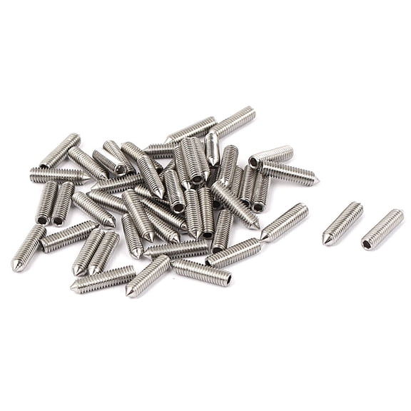 M3 x 12mm Cone Point Hex Socket Set Grub Screw Silver Tone 50 Pcs