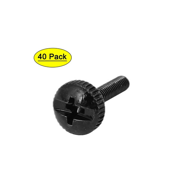 M3 x 12mm Knurled  Head Thumb Screw Black 40pcs for Computer PC Case