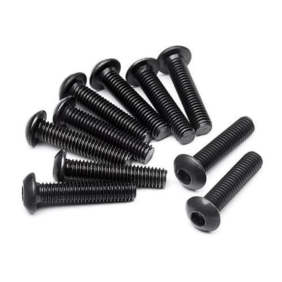 M3 x 14 mm Button Head Screw Hex Socket Spare Parts, Black - 10 Piece