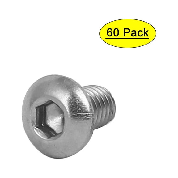 M3 x 5mm 304 Stainless Steel Hex Socket Button Head Cap Screws Bolts 60PCS