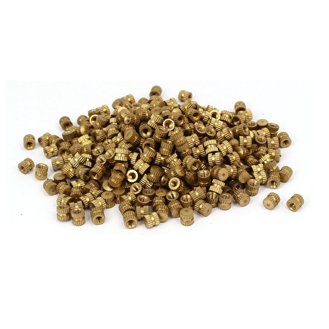 M3 x 5mm 5.3mm OD Brass Threaded Insert Embedded Knurled Thumb Nut 500PCS