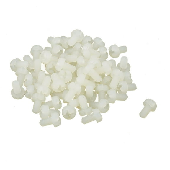 M3 x 5mm Nylon  Cross Pan Head Machine Screws White 50 PCS