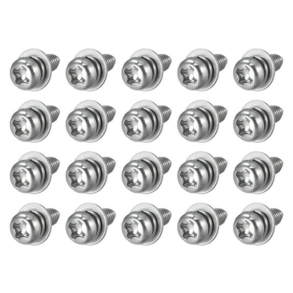 Unique Bargains M3 x 5mm Stainless Steel Phillips Pan Head Machine Screws Bolts Combine with Spring Washer and Plain Washers 20pc