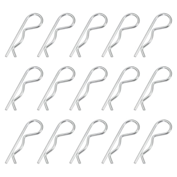 M3 x 65 mm Cotter Pin Assortment Kit, 15 Pcs Heavy Duty R Clips Hardware Hitch Pin for Trailer Locking, Silver Tone