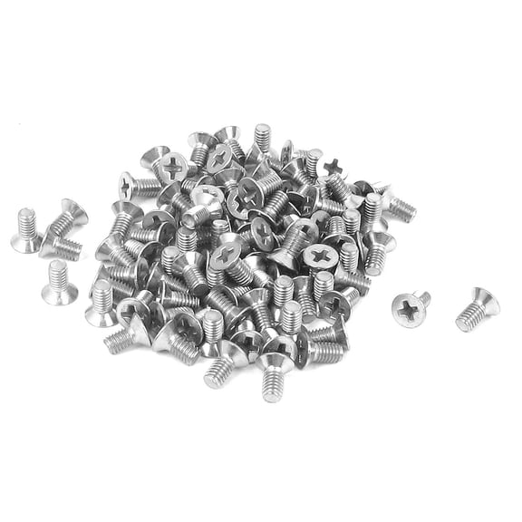 Uxcell M3 x 6mm Metric Phillips Flat Head Machine Screws 100Pcs