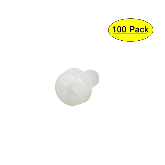 M3 x 6mm Nylon  Drive Fully Thread Pan Head Machine Screws 100PCS