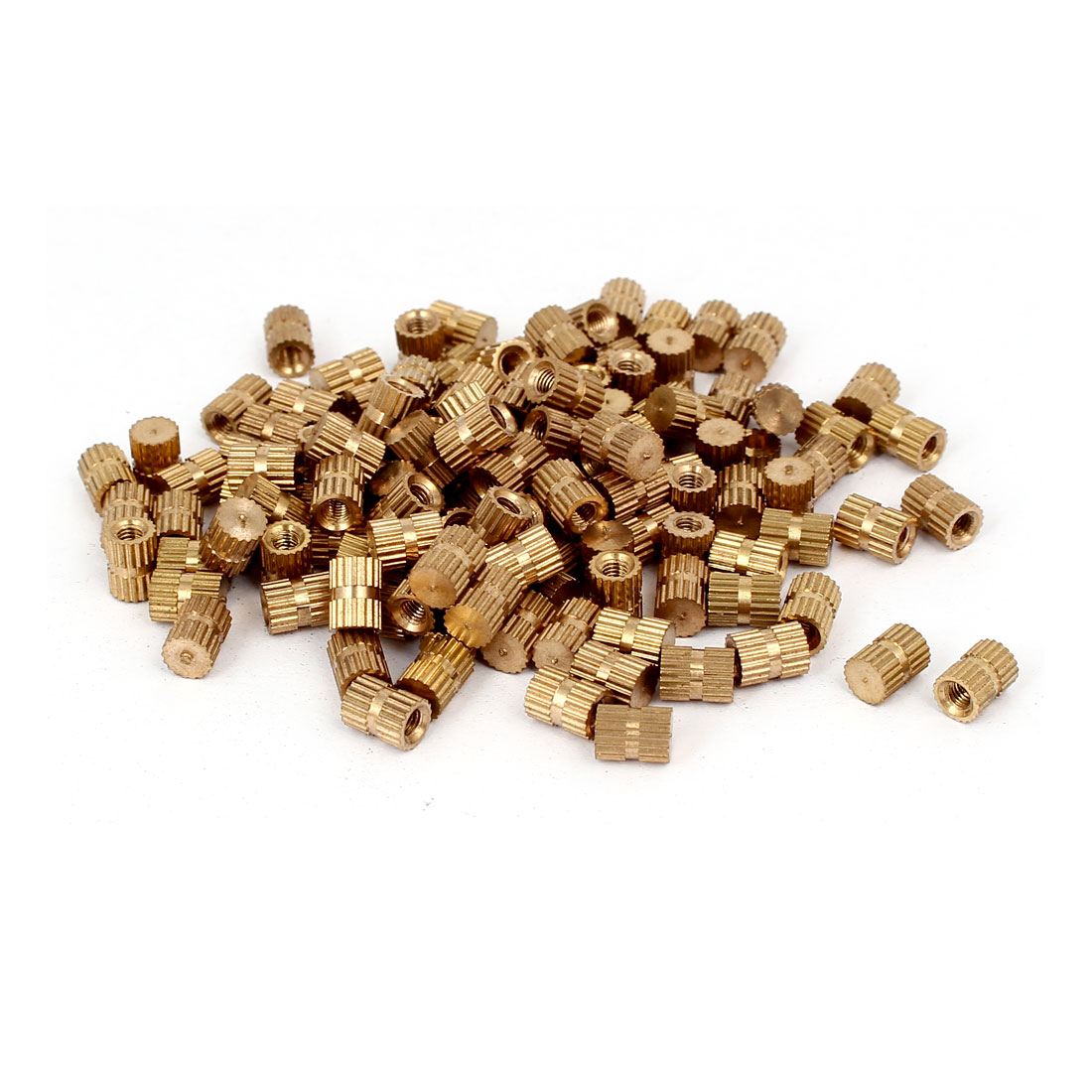 M3 x 7mm 5.3mm OD Brass Injection Molding Insert Knurled Thumb Nut ...