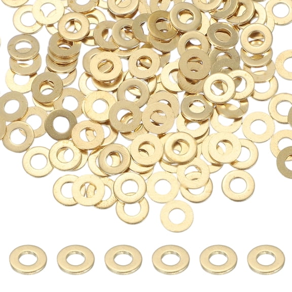 M3 x 7mm Brass Screw Washers Set, 150Pcs Bronze Flat Washers for Screws Bolts Factories Home Outdoor Projects (0.8mm Thick)