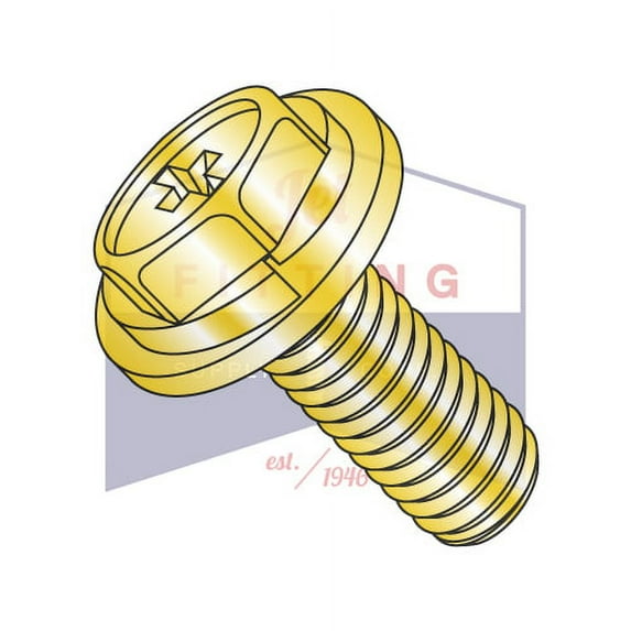 M3 x 8mm SEMS Screws | Split Lock Washers | Phillips | Hex Washer Head | Steel | Zinc Bake Yellow | Metric JIS-B1 188 (Quantity: 4000)