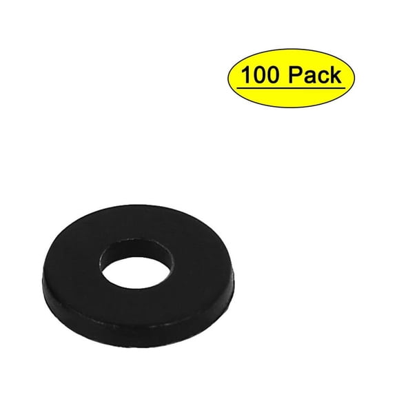 M3 x 8mm x 1mm Nylon Flat Washers Spacers Gaskets Fastener Black 100Pcs
