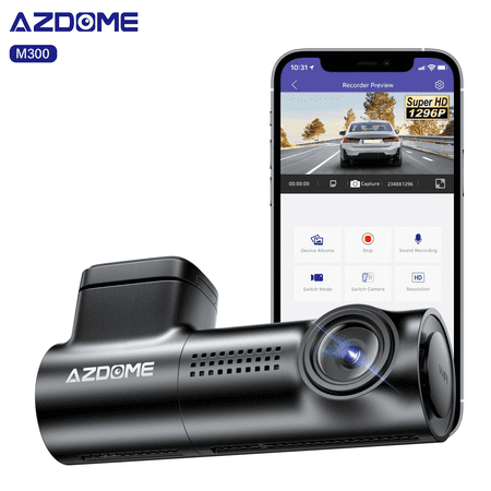 AZDOME Dash Cam M300-335R Front 1296P WiFi Voice Control 24H Parking Mode G-Sensor Loop Recording Super Night Vision