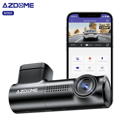 AZDOME Dash Cam M300-335R Front 1296P WiFi Voice Control 24H Parking Mode G-Sensor Loop Recording Super Night Vision
