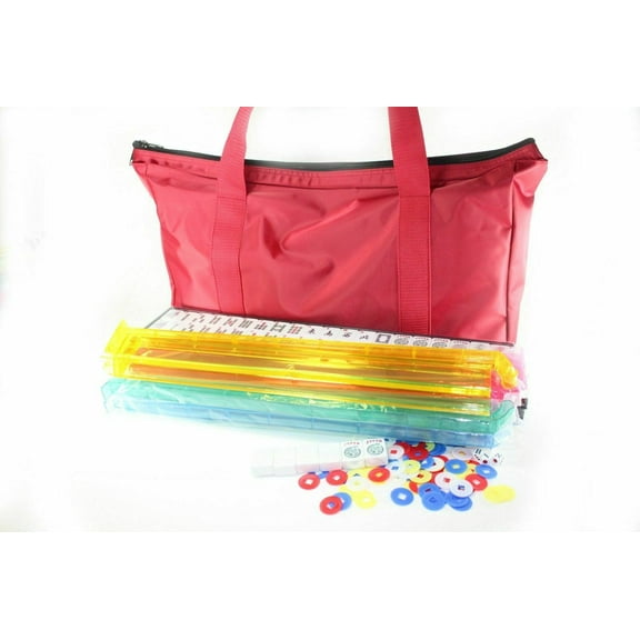 M30D-1 166 Tiles American Mahjong Set in Nylon Bag w 4 Plastic Pushers and 4 Plastic Racks by Western Mahjongg